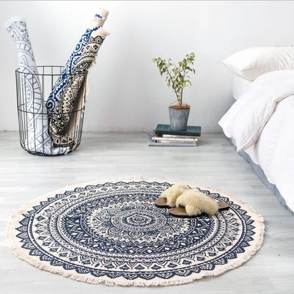 

carpets morocco round rug boho style tassel cotton fabric carpet mat door blanket decor m6ce