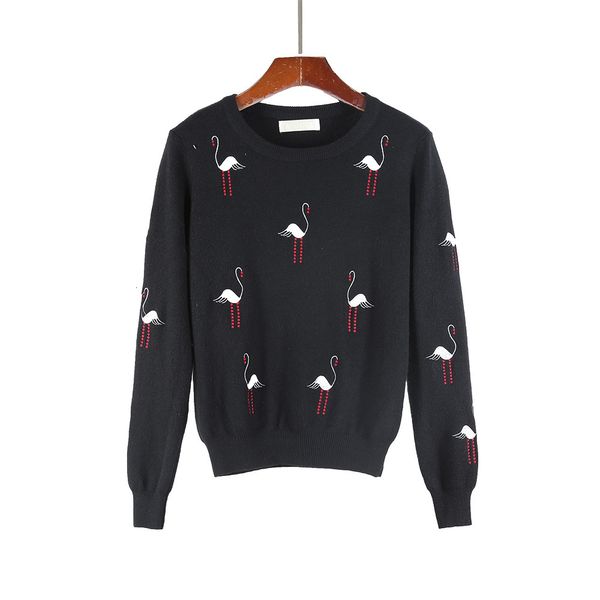 

2021 new women knitted sweater winter animal embroidered spring and autumn long sleeve female pullovers casual c9zd, White;black