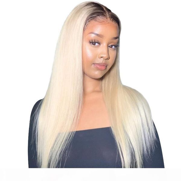 

1b 613 ombre color lace front wig brazilian straight wig 613 blonde lace front human hair wigs 130% density, Black;brown