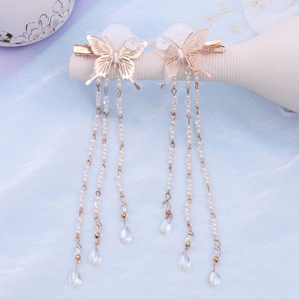

hair clips & barrettes forseven chinese retro beads simulated pearl long tassel hairpin hairgrip women girl hanfu bridal bride wedding party, Golden;silver