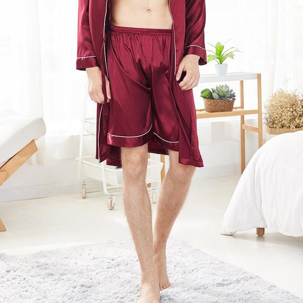

sleep bottoms men silk shorts pantalon pour homme spodenki do spania pantalon corto silk pajamas men ice single shorts 2021, Black;brown