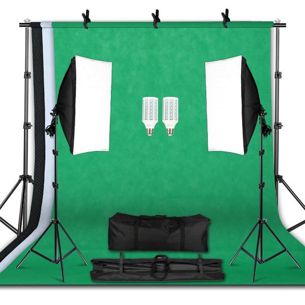 

lighting & studio accessories professional pography equipment kit with softbox soft 2m x background stand backdrops light bulbs po