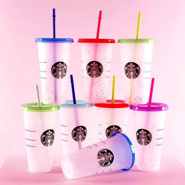 

710ml starbucks cup 24oz with straw cups customizable coffee mug reusable mugs plastic matte finish tumbler