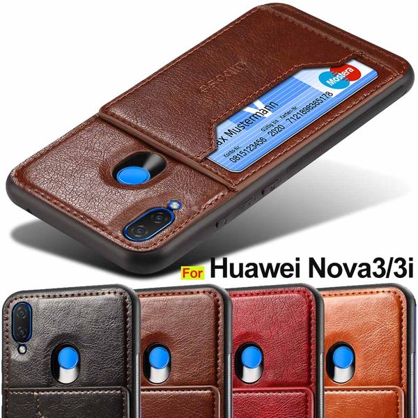 

for huawei nova 3i case 3 cover luxury leather card holder magnetic hard housing 5i 5t 4e 3e p30 p20 lite pro funda