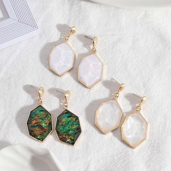 

dangle & chandelier e7592 zwpon iridescent resin earrings geomatric irregularity heptagon drop for women brand boutique jewelry, Silver
