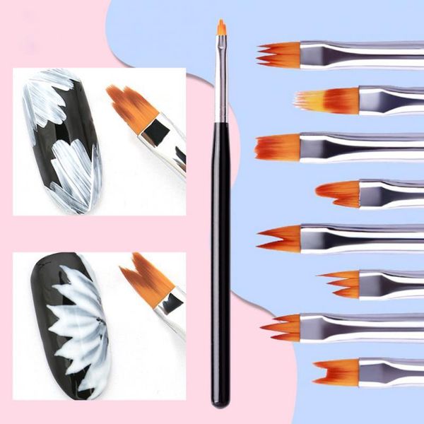 

nail brushes 8pcs mermaid brush art gradient french moon shading pen painting drawing tips acrylic gel uv polish design manicure tools, Yellow