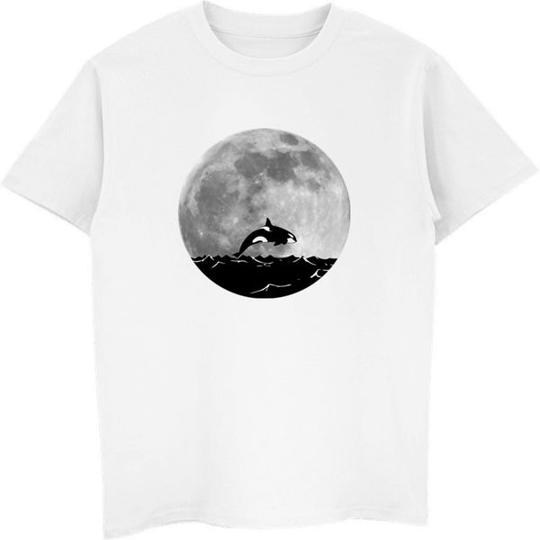 

fashion summer short sleeve funny killer whale full moon fantasy retro hip hop tees sport hooded sweatshirt hoodie men t shirt