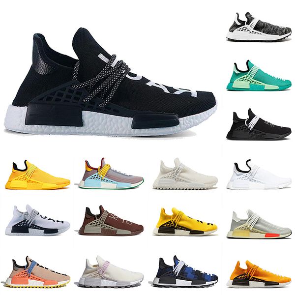 

36-47 2021 pharrell williams nmd human race bbc running shoes equality nerd black yellow cream human races mens women trainers sneakers