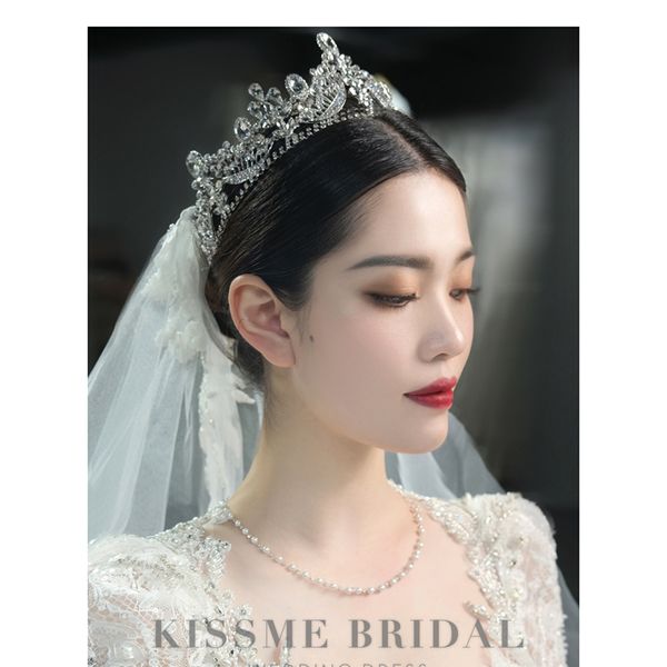

bridal hair ornament atmospheric water diamond super flash main dress crown headdress wedding studio p taking and makeup, Silver