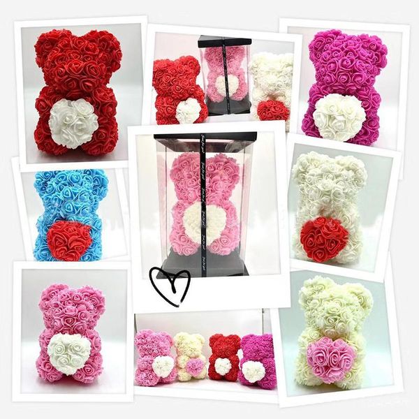 

25cm red rose bear teddy bear rose artificial flower teddi decoration christmas valentines birthday gift rosa oso flor valentine