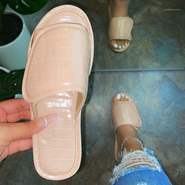 

slippers 2021 summer women slides fashion flat woman leather hook loop big size 43 shoes ladies indoor footwear shoes1, Black