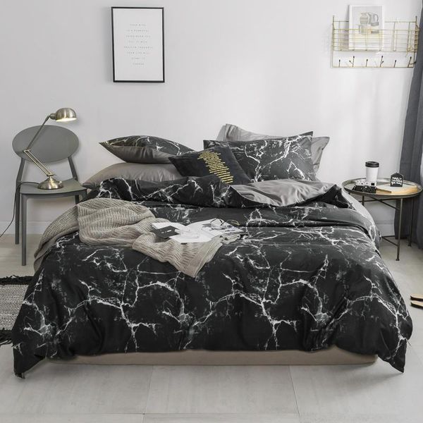 

bedding sets 38white black grey nordic set twin  king size 100%cotton bed sheet flat fitted duvet cover parrure de lit1