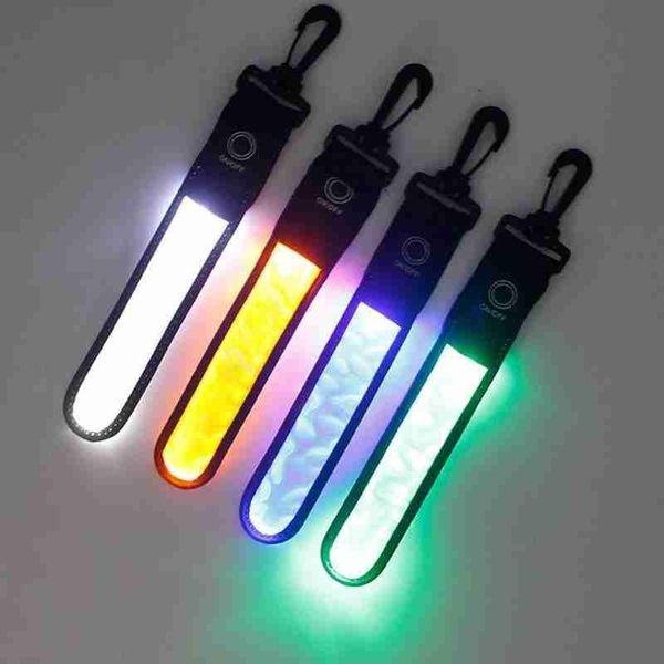 

1pcs led light reflective belt strap night outdoor accessories reflective lighting pendant decor sports safety bag pendant, Black;gray