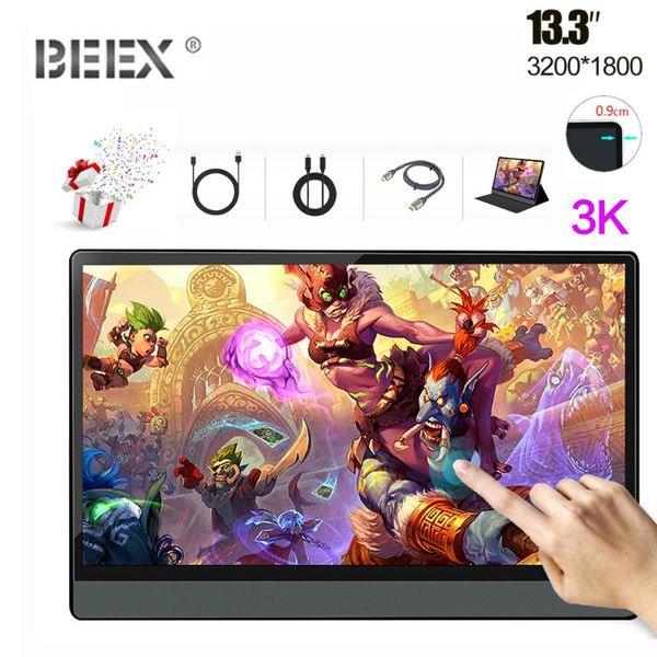 

3k touch monitor 13.3 inch 1080p portable monitor 1920x1080 ps4 switch hdmi mini touch display lapmonitors gaming type-c
