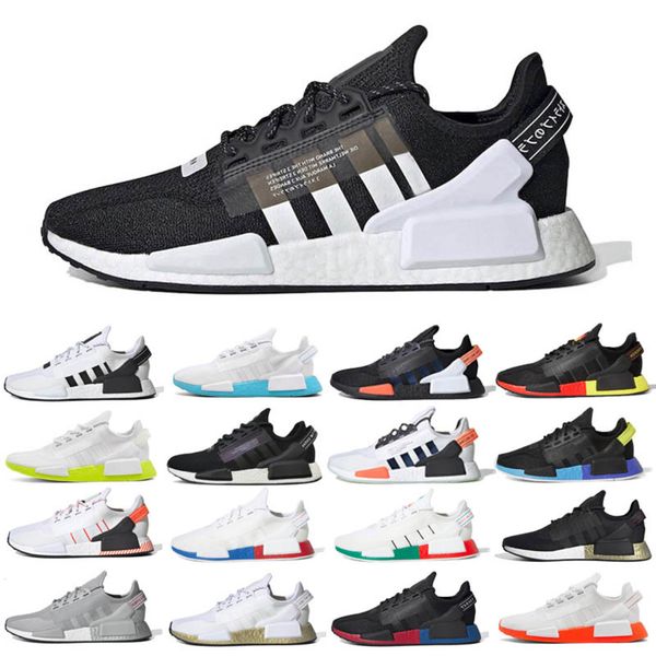 

2020 aqua tones munich r1 v2 mens running shoes hu human race xr1 core blacl carbon bright volt men women sports sneakers 36-45