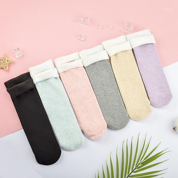 

socks & hosiery 1 pair of autumn and winter pure color plush cotton warm, comfortable fashionable women's socks1, Black;white