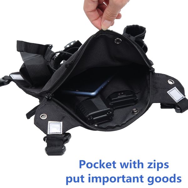 

abbree chest harness front pack pouch holster vest rig for two way radio walkie talkie(rescue essentials) (reflective black
