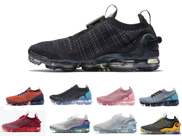 

women men running shoes fly 2020 knit triple black white team red dark grey pure platinum sports shoes trainers mesh sneakers