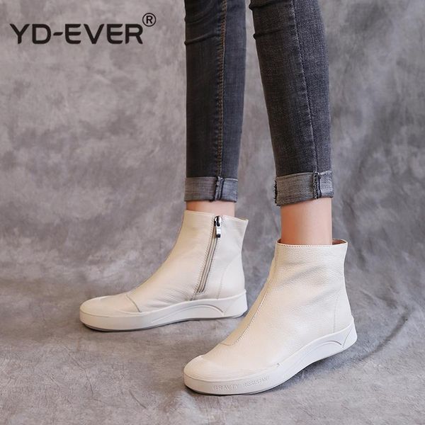 

fashion handmade shoes for women genuine leather ankle boots vintage flat women shoes round toes boots with fur, Black