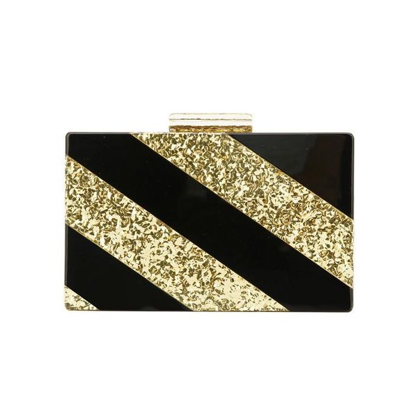 

gold glitter solid black acrylic clasp bolsa feminina luxury handbags women ladies hand bags designer acrylic clutch box bags