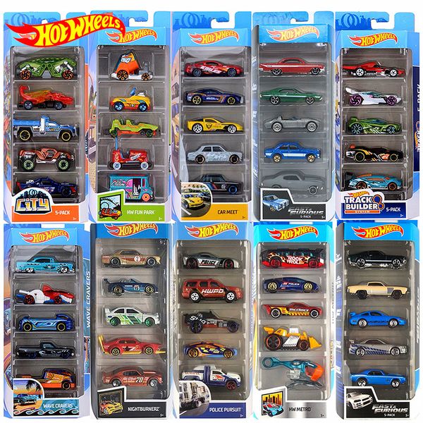 

original wheels diecast 5pcs sports track set 1:64 metal toy heels mini boy toys for children model car oyuncak