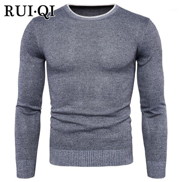 

rui qi warm men sweater round neck solid pullover long sleeves sweater clothes for man knitting c1-10-y9601, White;black