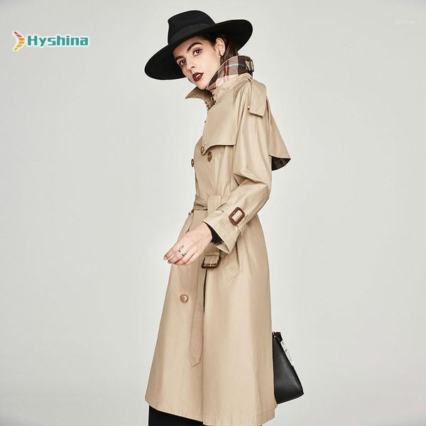 

women's trench coat new leisure double breasted chameleon coat1, Tan;black