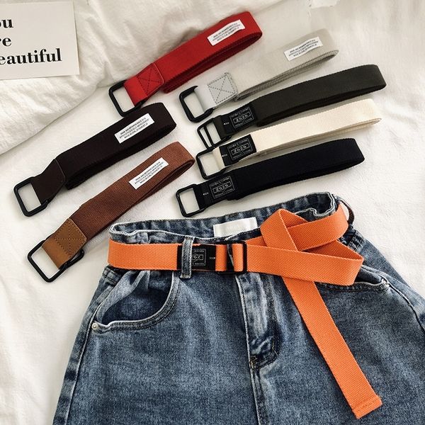 

q1wgk student canvas pants pantscelebrity canvas woven pants korean korean women's belt internet youth style style women's fashion, Black;brown