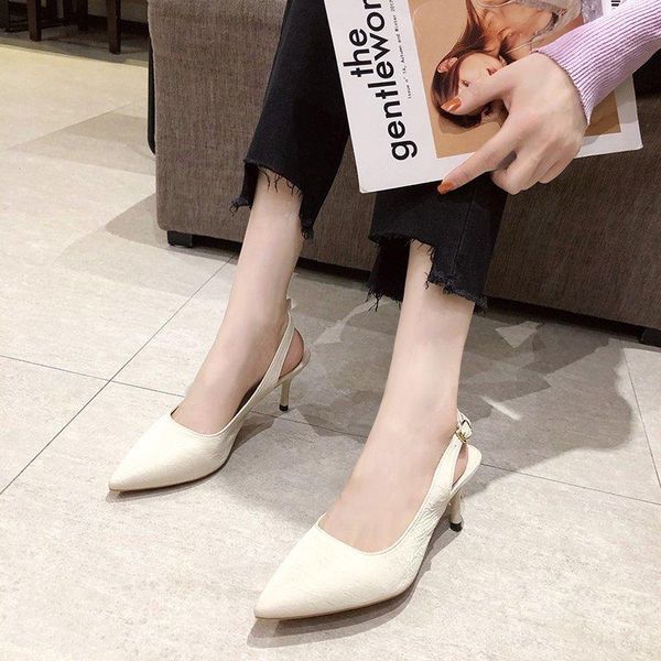 

sandals pointed toe high heel women pumps shallow mouth solid color party shoes woman stiletto zapatillas mujer, Black