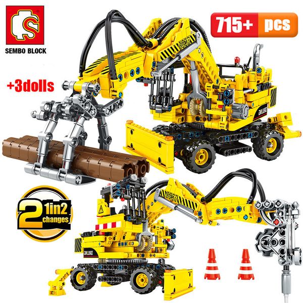 

sembo city engineering truck forklift building blocks technic car construction vehicle bricks toys for children