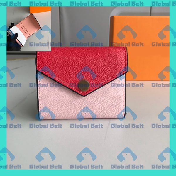 

wallet men designer wallet ladies classic purse short color wallet retro trend handbag purse ladies men leather bags fashion, Red;black