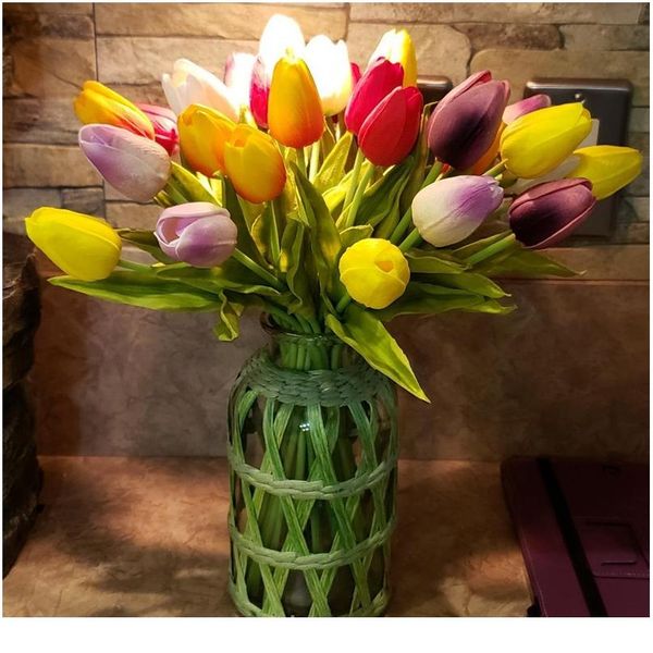 

5/10pcs artificial tulips bonsai tulip flowers foam tulipanes flower bouquet for real touch wedding flower bouquet de jllozq