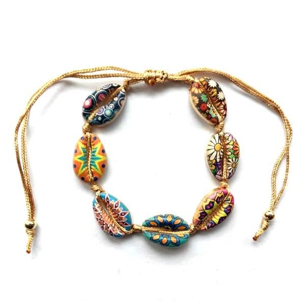 

new arrival colorful shell rope braided bracelets for women bohemian friendship party fashion adjustable jewelry handmade gifts, Golden;silver
