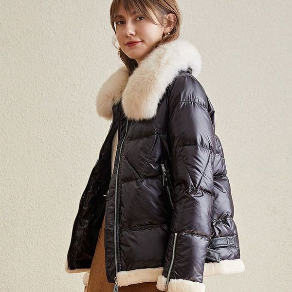 

ceprask 2020 new winter jacket women plus size fashionable women's winter coat hooded fur warm down jacket parka outerwear 1014, Black