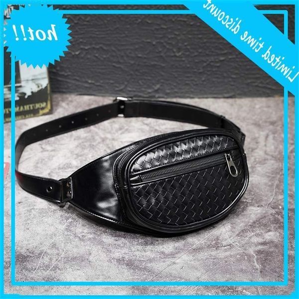 

2019 new men's front slanting cross knitting leisure chest mobile phone multi functional boy's small waist bag