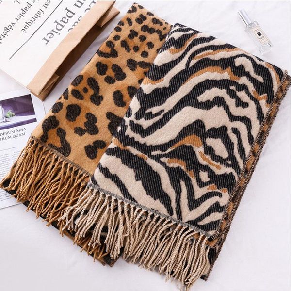 

scarves winter thickened leopard dot scarf women fringed wool and wraps pashminas female warm imitation cashmere shawl 210x66cm1, Blue;gray
