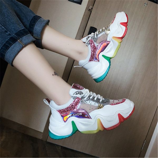 

2021 new mode mixed chunky woman designer 5.5cm vulcanized sports shoes female ladies shoe trainer v8lq, Black;white