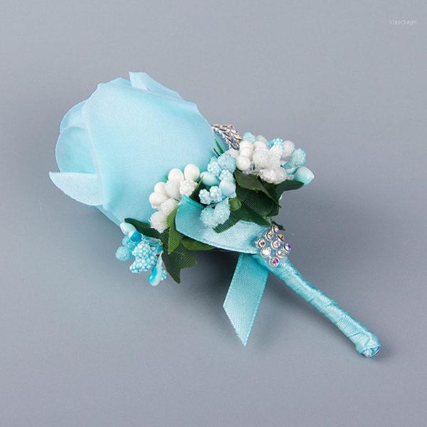

decorative flowers & wreaths diy artificial rose flower men ivory silk brooch decoration wrist hand corsage s1