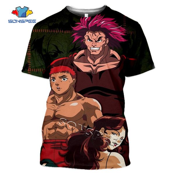 

summer comic grappler baki japan boxing men anime 3d print shirts plus size plus size plus size men clothing