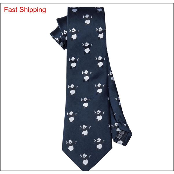 

dark blue panda pattern tie set handkerchief and cuffs fashion wholesale business wedding party fre qylgbf bde_home, Black;blue