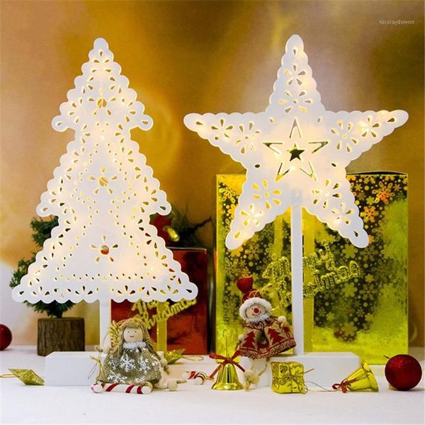 

christmas decorations ornaments cutout tree deskdecoration creative white with led lights1