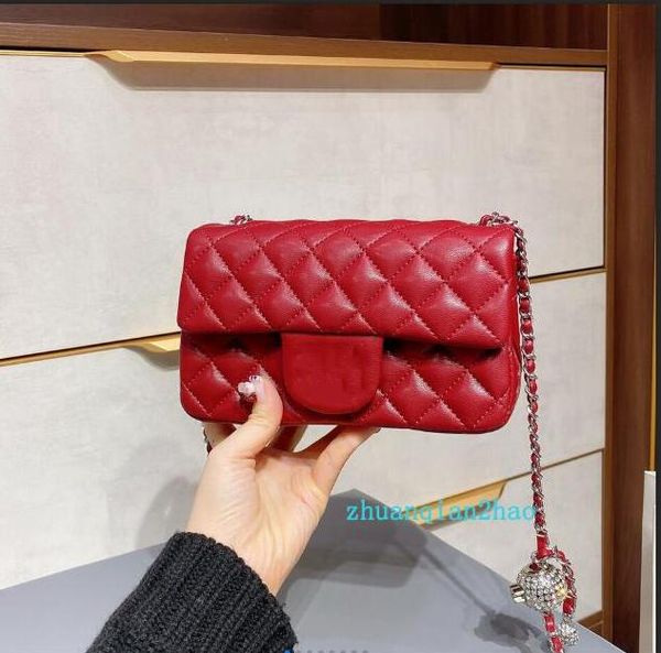

women luxurys designers bags 2021 classic cf handbag shoulder bag diamond ball cc bag messenger clutch red