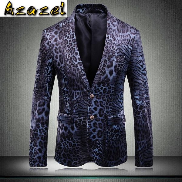 

Azazel Male Blazer Luxury Velvet Leopard Print Prom Blazers Men Plus Size 5xl Single Breasted Nightclub Party Mens Blazers, White;black