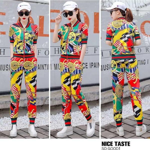 

tracksuit for women summer clothes for women athletic wear suit woman summer wear 2020 new fashion printing style leisure1, White