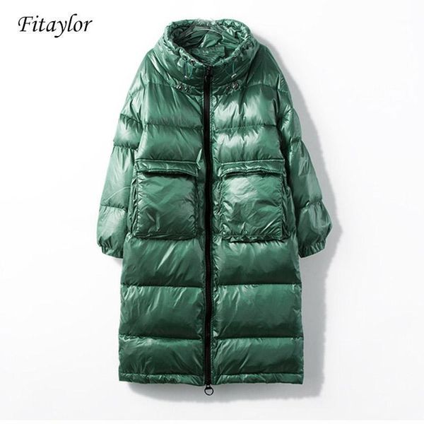 

fitaylor new winter jacket women down coat female thick white duck down jacket womens long coats warm clothes1, Black