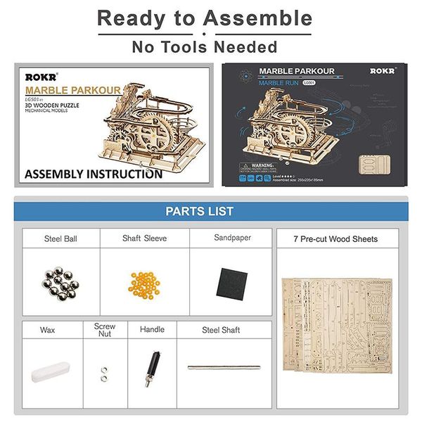 

marble game for kit 3d lg501 diy wooden toys coaster blocks children waterwheel robotime puzzle model rokr building run qyleux mywjqq