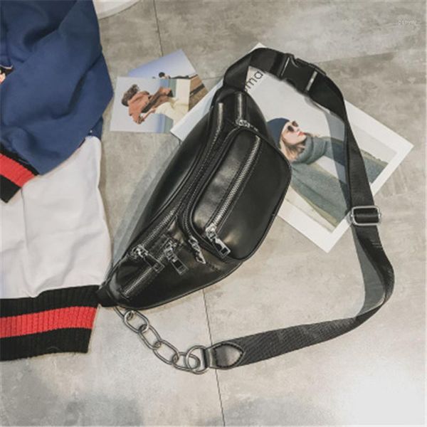 

puimentiua waist bag women waist fanny packs belt bag luxury leather chest handbag black color 2018 new fashion
