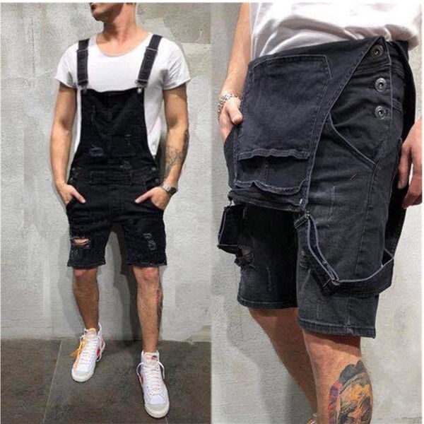 

summer 2021 new denim man cargo pants thin fashion suspenders jeans 7uoo, Blue