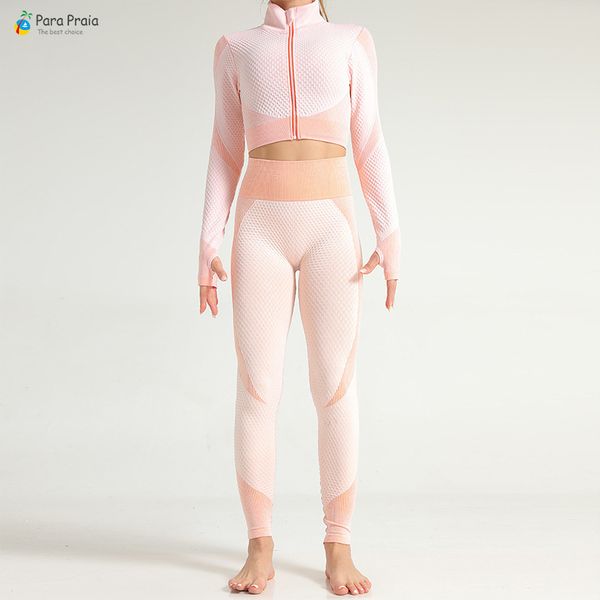

para praia breathable running suit crochet yoga set long sleeve sportswear fitness clothing women gym leggings hip lift workout c0122, Gray