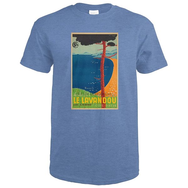 

le lavandou - cote d'azur vintage poster (artist serre) france c. 1936 61341 (heather royal t-shirt medium) sport hooded sweatshirt hoo